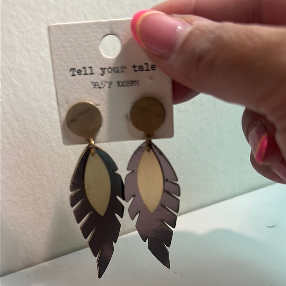 Gold and Silver Feather Earrings
